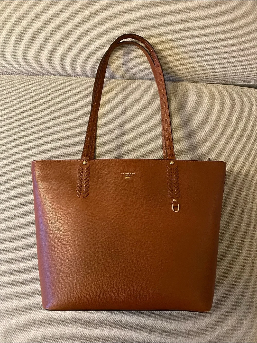 Italian Saffiano Leather Brown Tote Bag